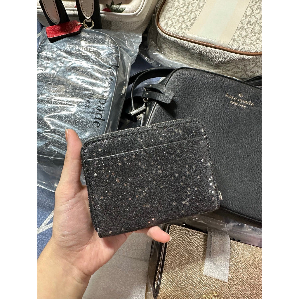 AUTHENTIC/ORIGINAL WITH FLAW Cch Small Zip Around Wallet With Star GlitterH