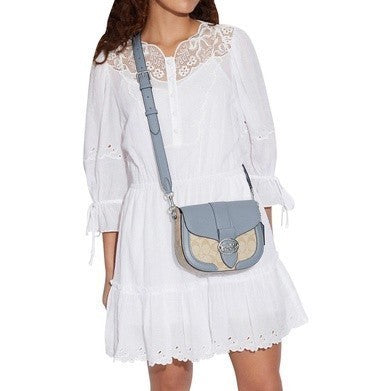 ORIG & IMPORTED CCH Georgie Saddle Bag In Signature Canvas Silver/Light Khaki/Marble Blue