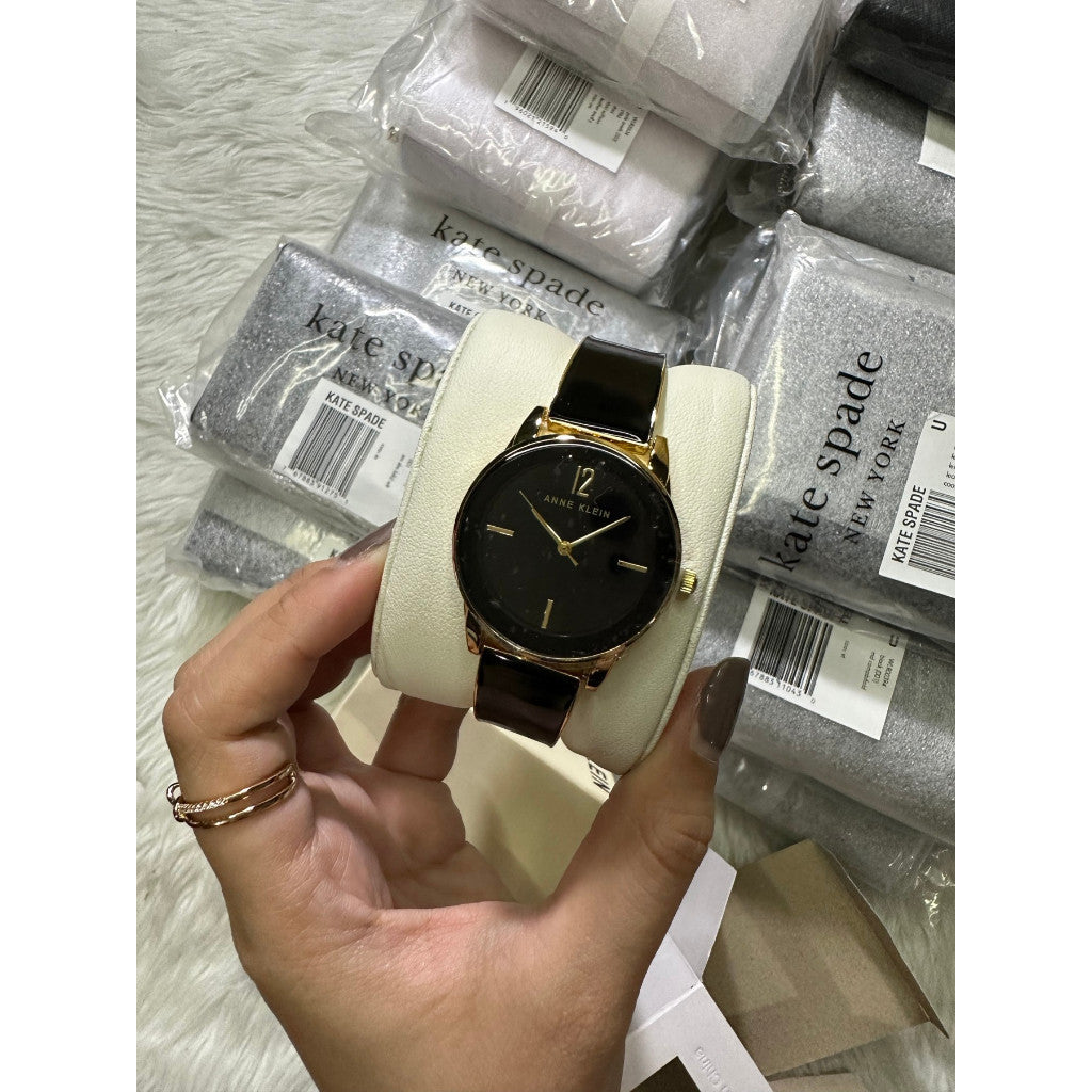 AUTHENTIC AK Klein Women's Bangle Watch Black/Gold AK/3930BKGB