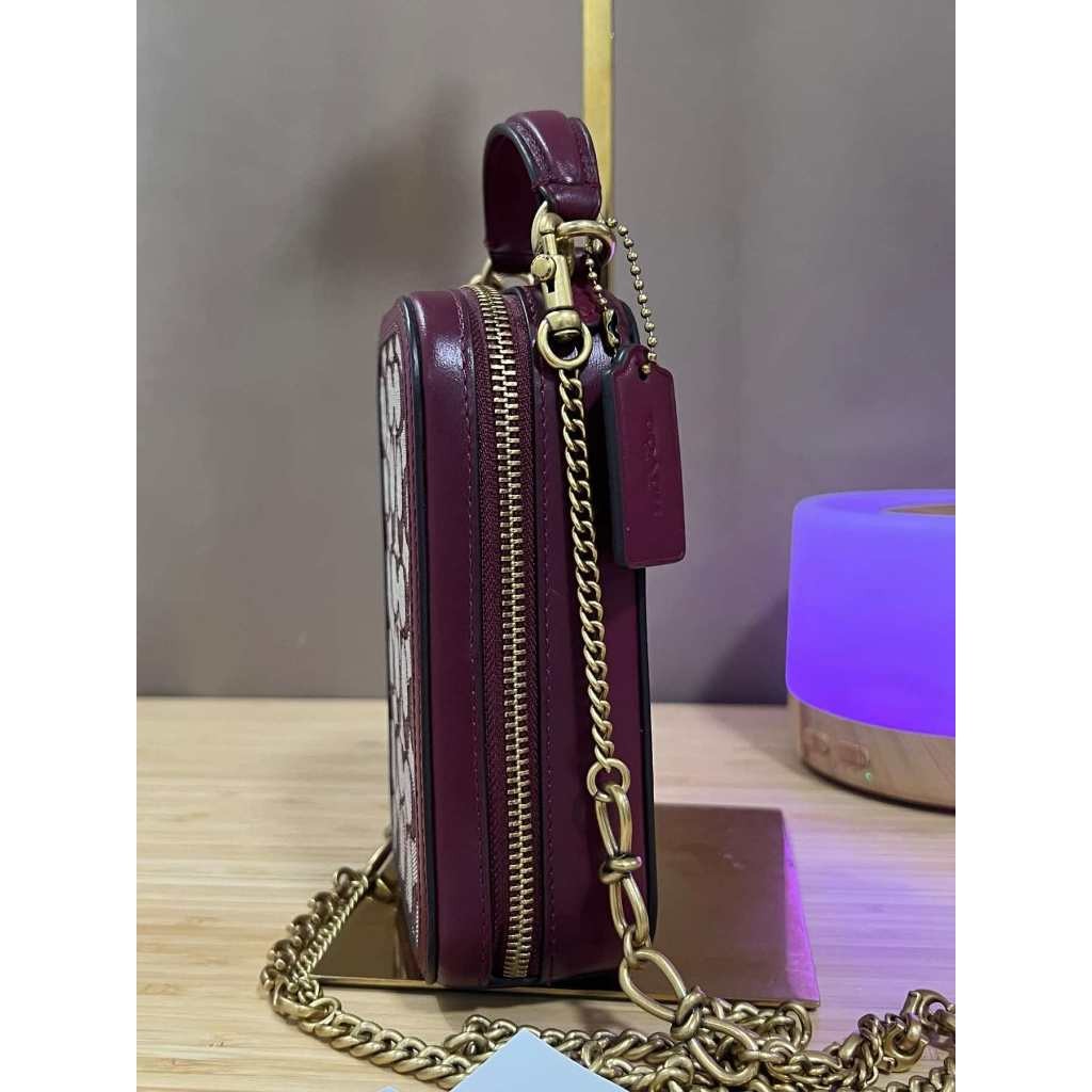 ORIG Preloved CCH Retail Alie Camera Phone Bag In Signature Jacquard Maroon