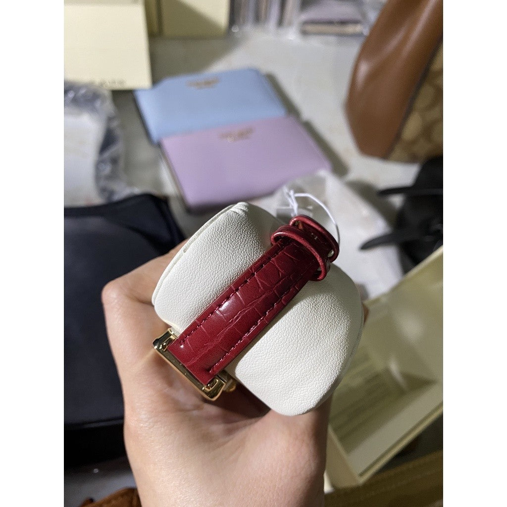 AUTHENTIC/ORIGINAL AK Klein Women's Quartz Dress Watch with Faux Leather Strap, Red, 3820GPRD