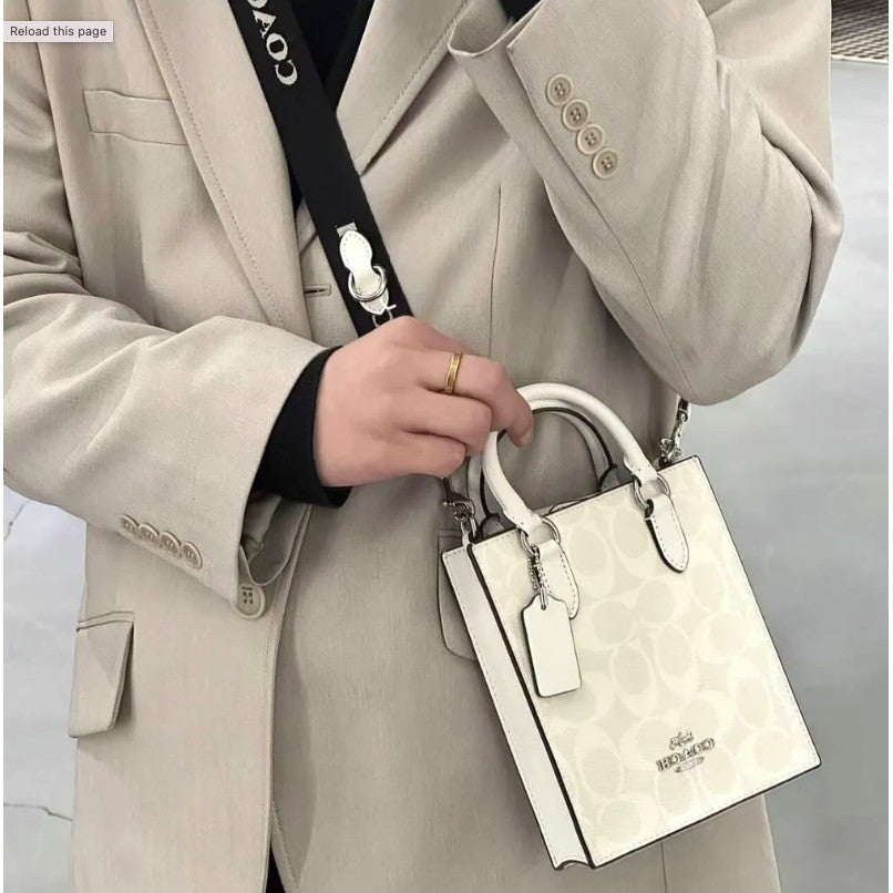 ORIG & IMPORTED CCH Mini Tote Crossbody Bag White Thick Stra