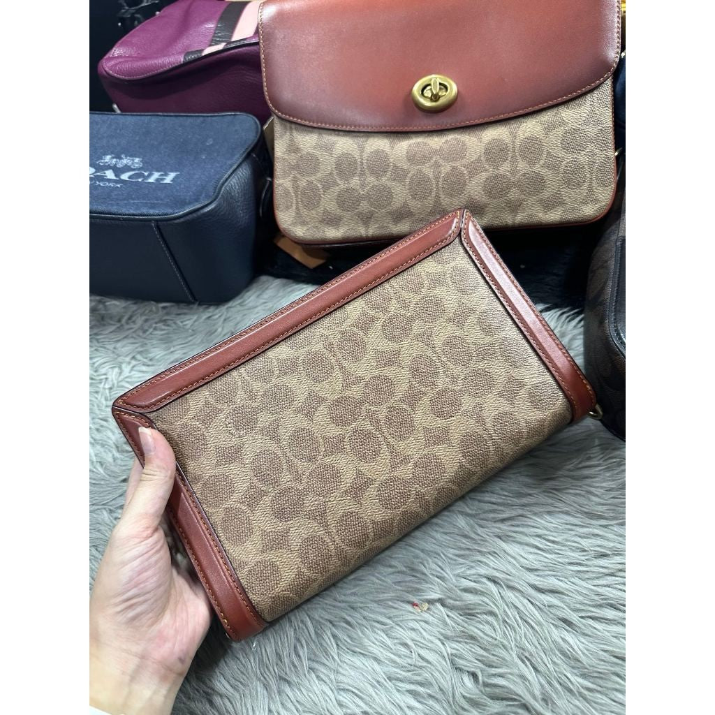 ORIG PRELOVED CCH Retail Riley Slim Crossbody Bag Clutch Khaki Brown