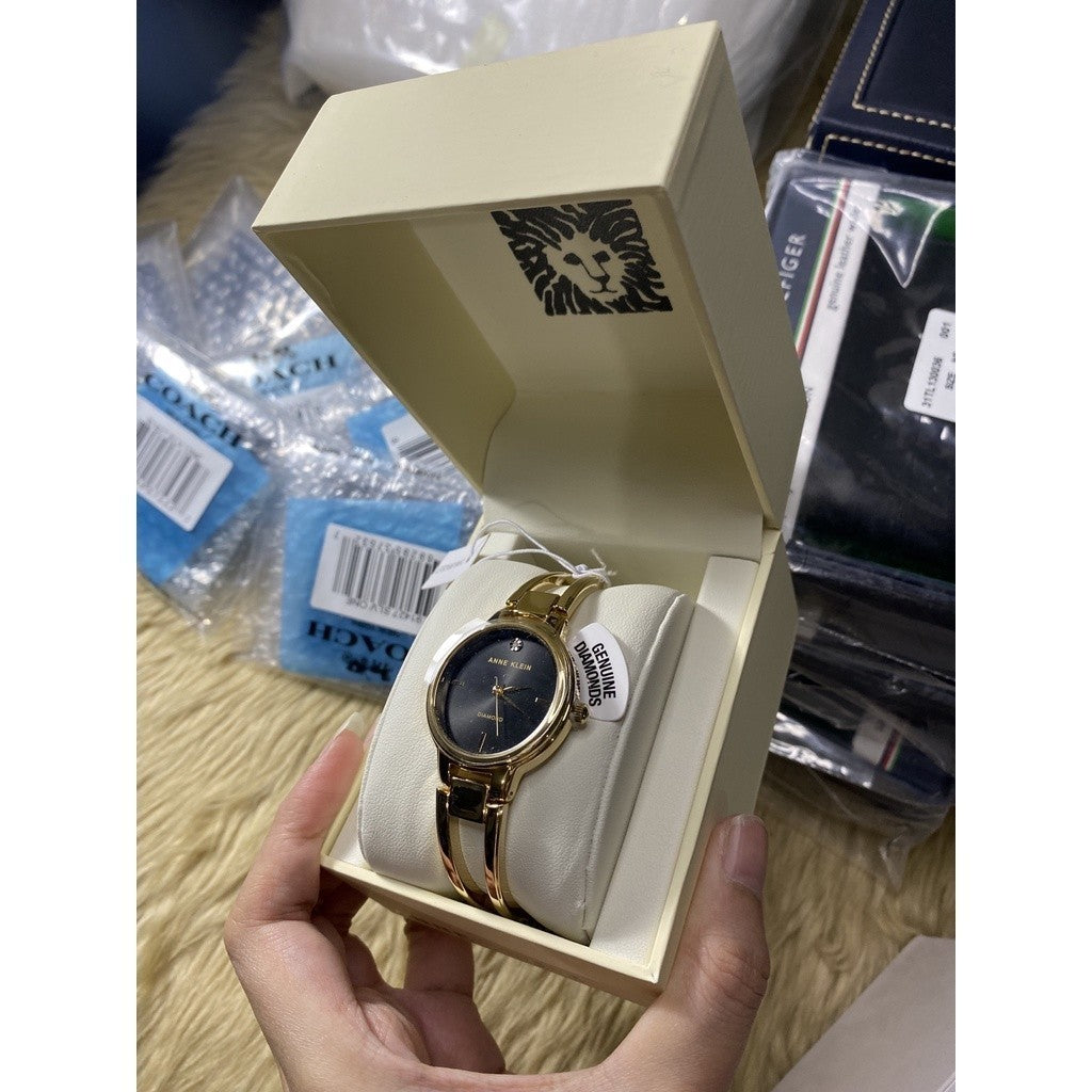 AUTHENTIC AK Klein Japanese Quartz Dress Watch with Metal Strap, Gold AK/2626BKGB