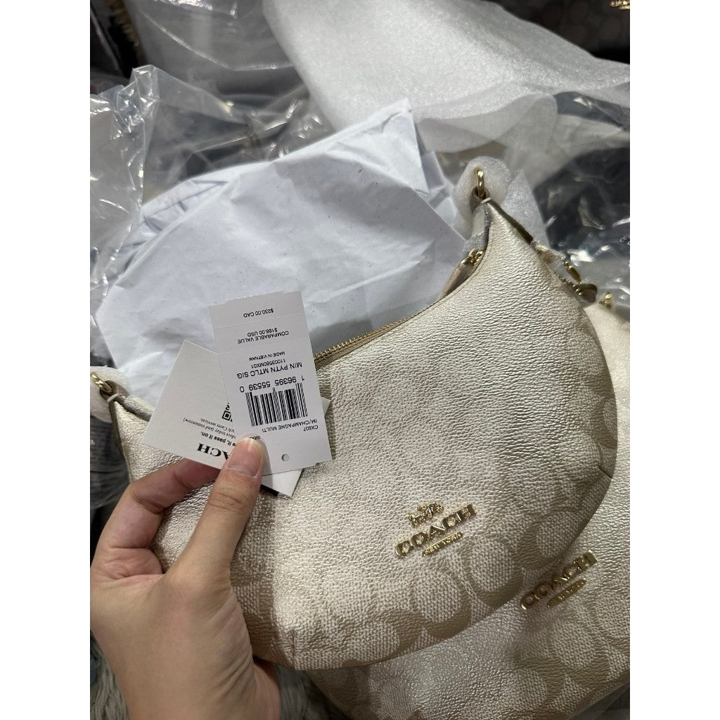 ORIG & IMPORTED CCH Payton Hobo Bag In Signature Canvas in GOLD/CHAMPAGNE MULTI
