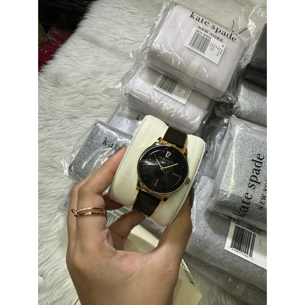 AUTHENTIC AK Klein Women's Bangle Watch Black/Gold AK/3930BKGB