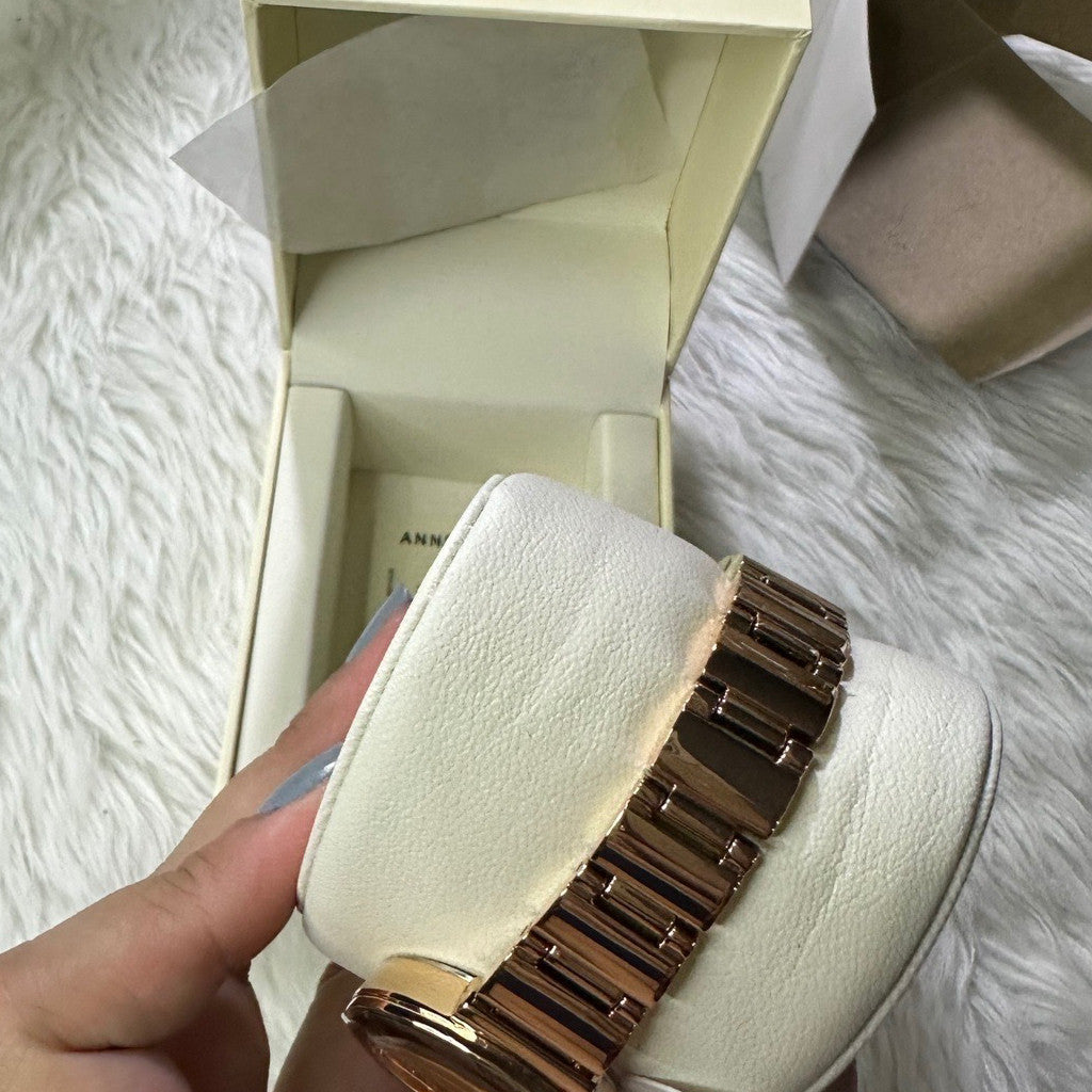 AUTHENTIC AK Klein Women's AK/2434RGRG Diamond-Accented Rose Gold-Tone Bracelet Watch