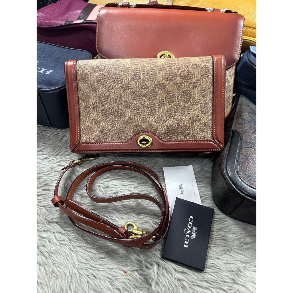 ORIG PRELOVED CCH Retail Riley Slim Crossbody Bag Clutch Khaki Brown