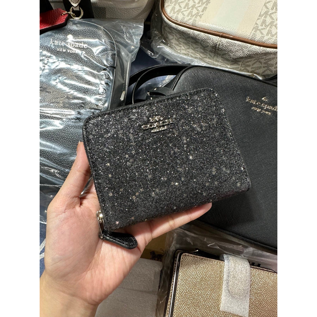 AUTHENTIC/ORIGINAL WITH FLAW Cch Small Zip Around Wallet With Star GlitterH