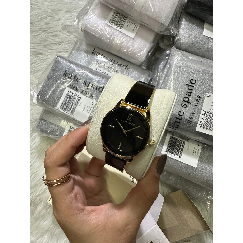 AUTHENTIC AK Klein Women's Bangle Watch Black/Gold AK/3930BKGB