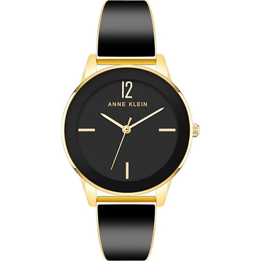 AUTHENTIC AK Klein Women's Bangle Watch Black/Gold AK/3930BKGB