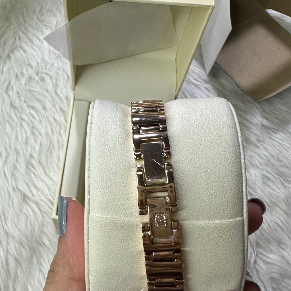 AUTHENTIC AK Klein Women's AK/2434RGRG Diamond-Accented Rose Gold-Tone Bracelet Watch