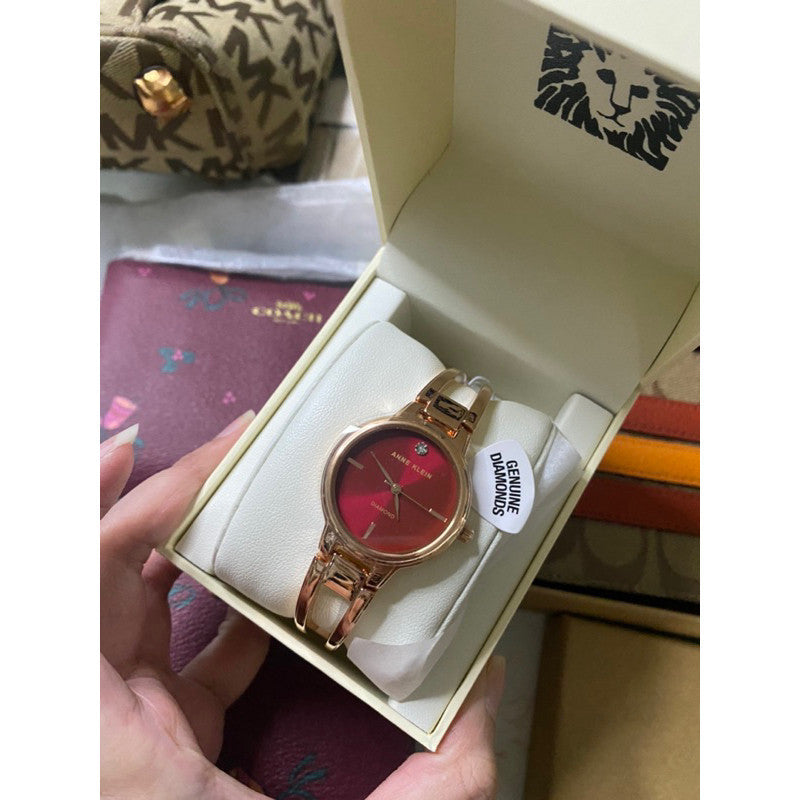 SALE! ❤️ AUTHENTIC AK Klein Women's Dress Watch Metal Strap, Red Rose Gold AK/2626BYRG