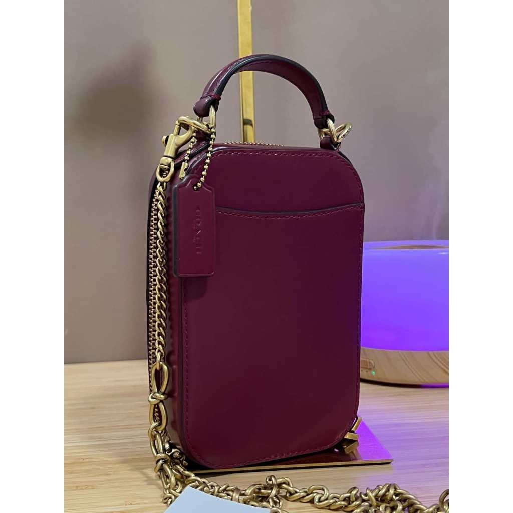 ORIG Preloved CCH Retail Alie Camera Phone Bag In Signature Jacquard Maroon