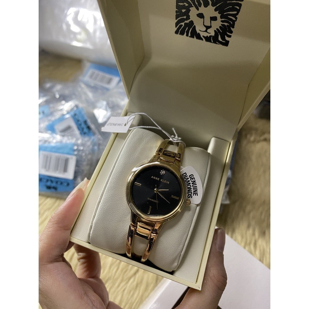 AUTHENTIC AK Klein Japanese Quartz Dress Watch with Metal Strap, Gold AK/2626BKGB