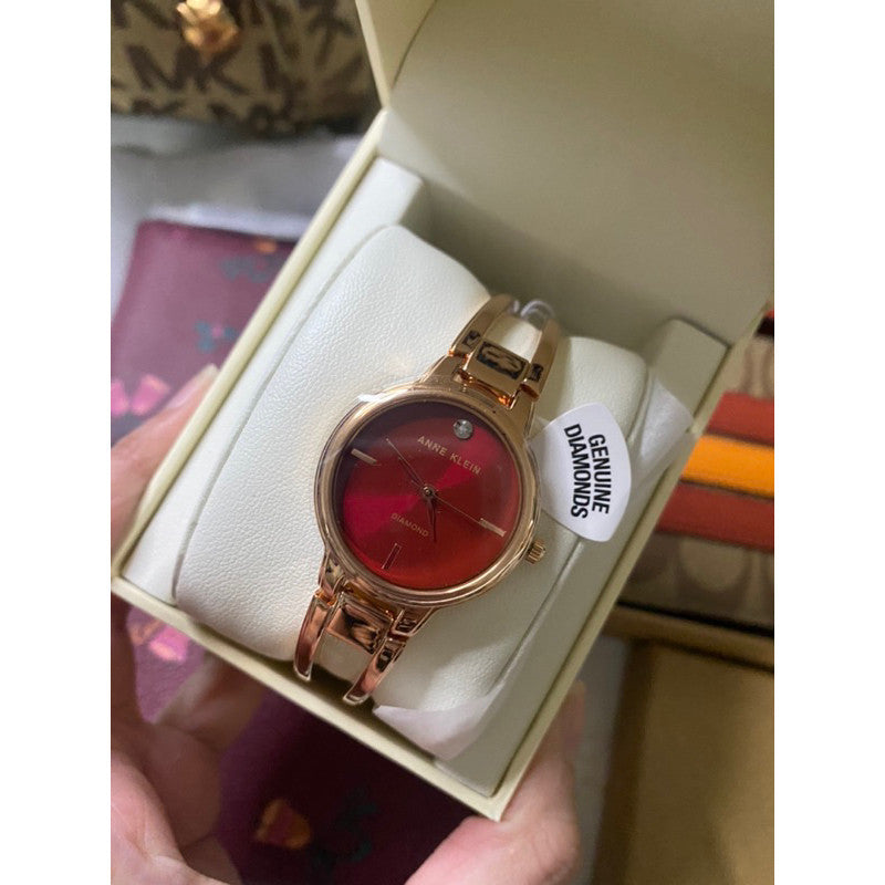 SALE! ❤️ AUTHENTIC AK Klein Women's Dress Watch Metal Strap, Red Rose Gold AK/2626BYRG