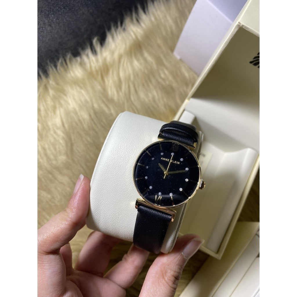 AUTHENTIC AK Klein Women's Japanese Quartz Dress Watch with Faux Leather Strap, 3746GPBK