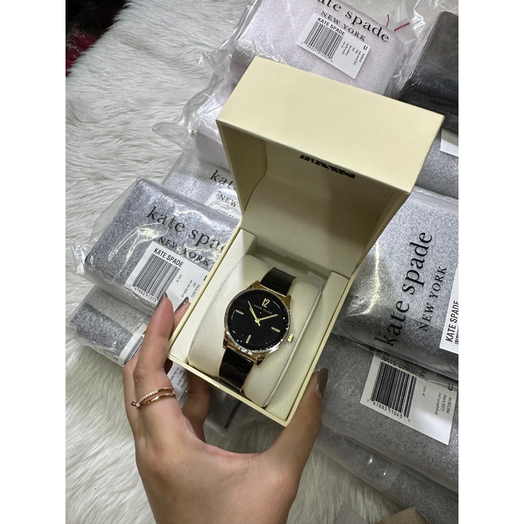 AUTHENTIC AK Klein Women's Bangle Watch Black/Gold AK/3930BKGB