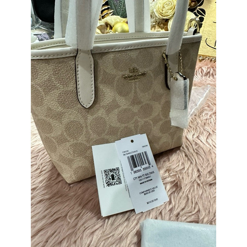 ORIG & IMPORTED CCH City Mini Tote Bag In Signature Canvas Sand/Chalk