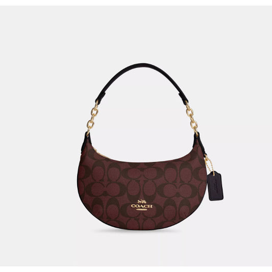 ORIG & IMPORTED CCH Mini Payton In Signature Canvas Maroon Brown Hobo Shoulder KiliKili Bag