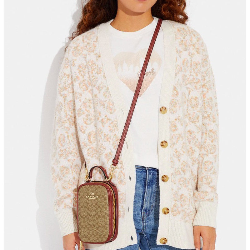 ORIG & IMPORTED CCH Eva Phone Mini Bag in Khaki/Terracotta Brown