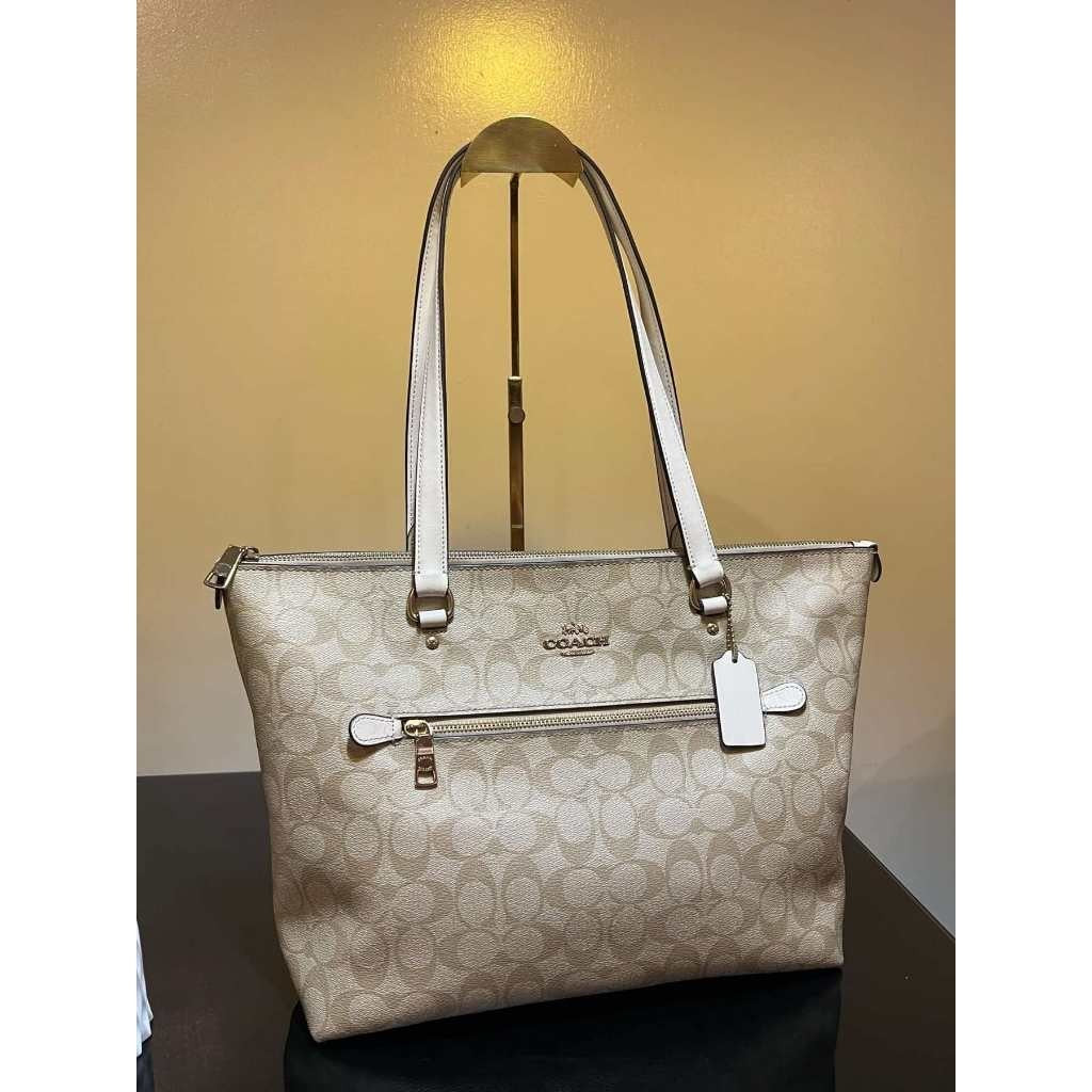 Orig PRELOVED CCH Gallery Tote Shoulder Bag in Light Khaki/Chalk