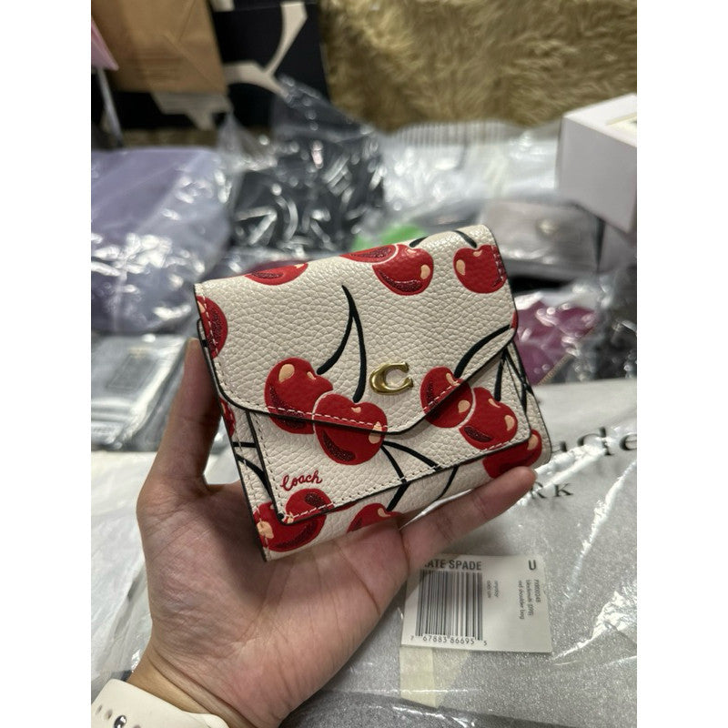 ORIG & IMPORTED CCH Wyn Small Wallet With Cherry Print (White & Blue)