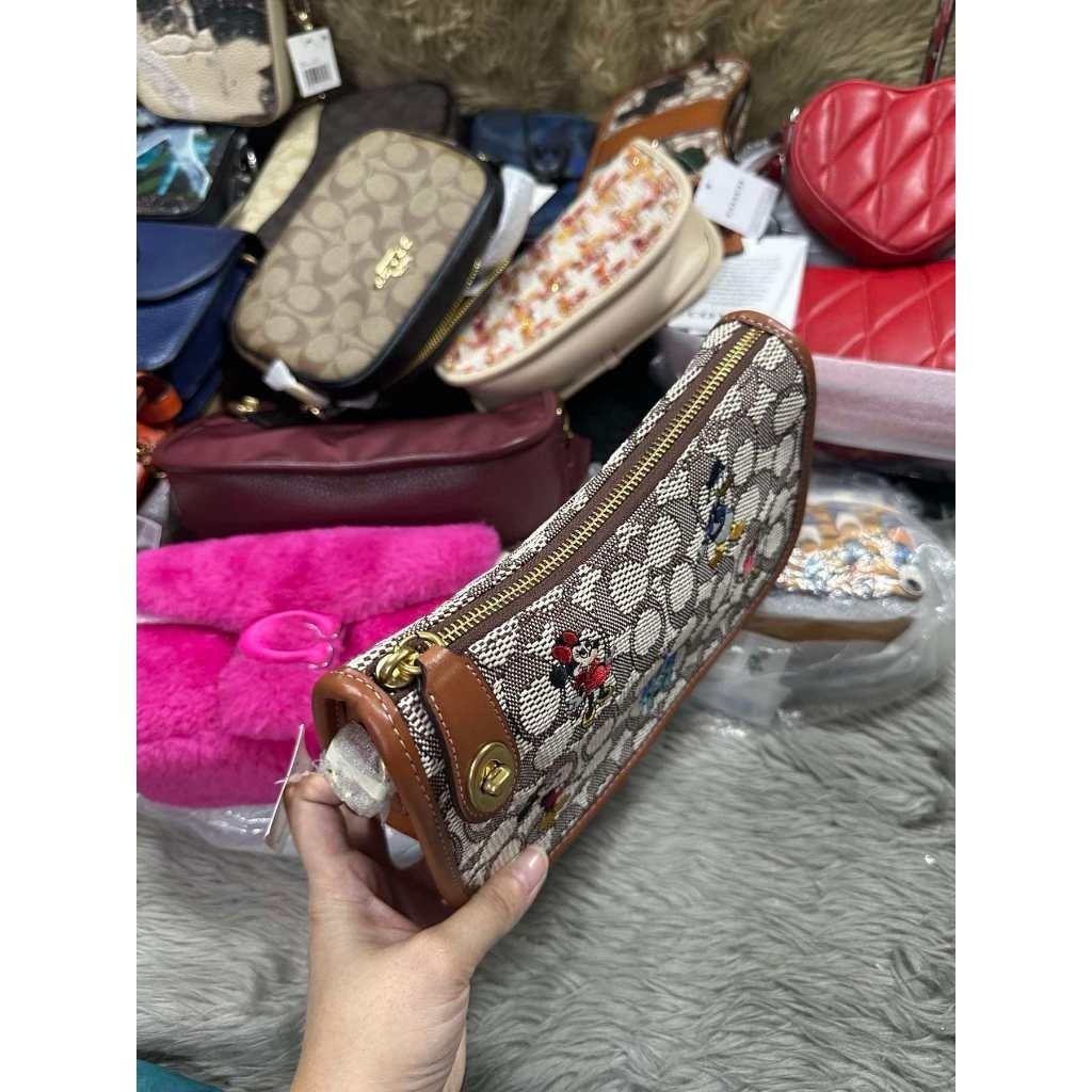 ORIG & IMPORTED CCH Swinger Brown Bag In Signature Textile Jacquard Mickey Mouse