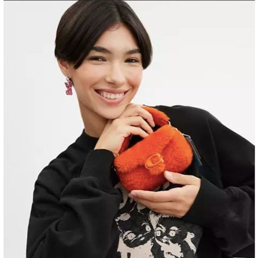 ORIG & IMPORTED CCH Orange Retail The Lil Nas Tabby 12 In Shearling Fur Mini Bag