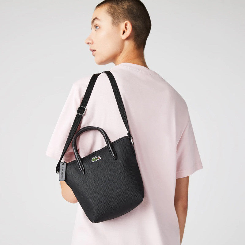 ORIG LCT Women's Concept Petit Piqué Coated Canvas Mini Zip Tote Bag Black / Navy / Taupe