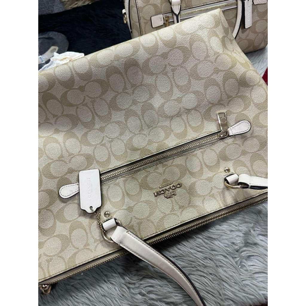 Orig PRELOVED CCH Gallery Tote Shoulder Bag in Light Khaki/Chalk