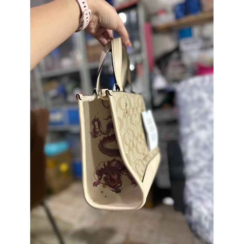 ORIG & IMPORTED CCH New Year Dempsey Tote 22 With Dragon Beige Bag