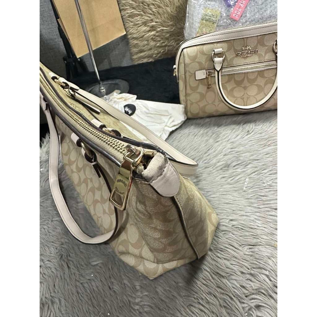 Orig PRELOVED CCH Gallery Tote Shoulder Bag in Light Khaki/Chalk