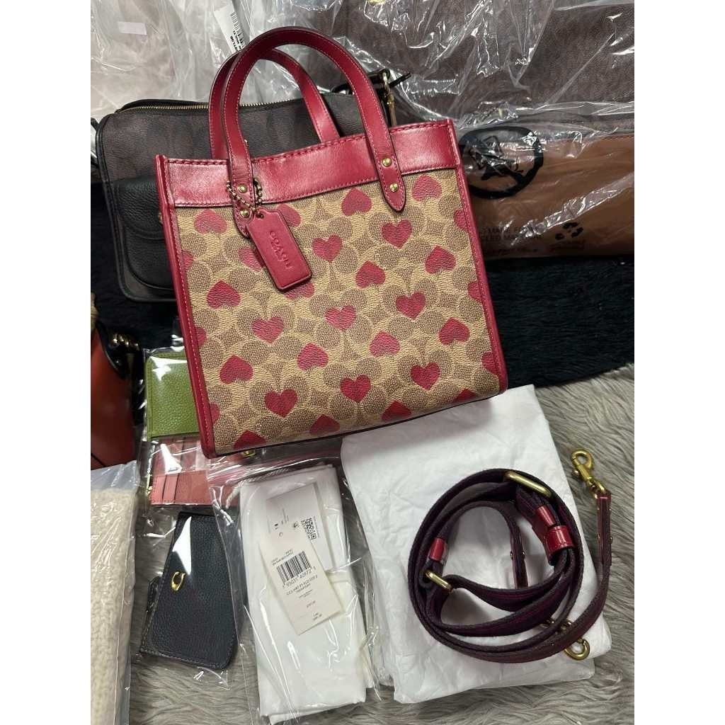 ORIG & IMPORTED Preloved CCH Retail Field Tote 22 With Heart Print Brown Bag