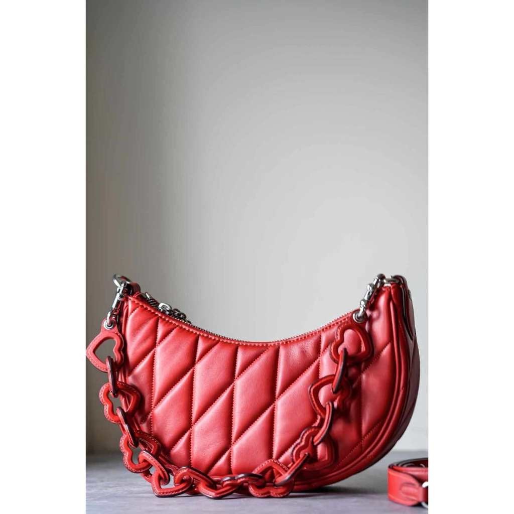 ORIG & IMPORTED CCH Retail Mira Shoulder Bag With Pillow Quilting And Heart Strap Red Bag