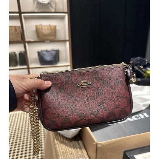 ORIG & IMPORTED CCH Nolita 19 In Signature Canvas Oxblood Red Small Bag Wristlet Chain Strap