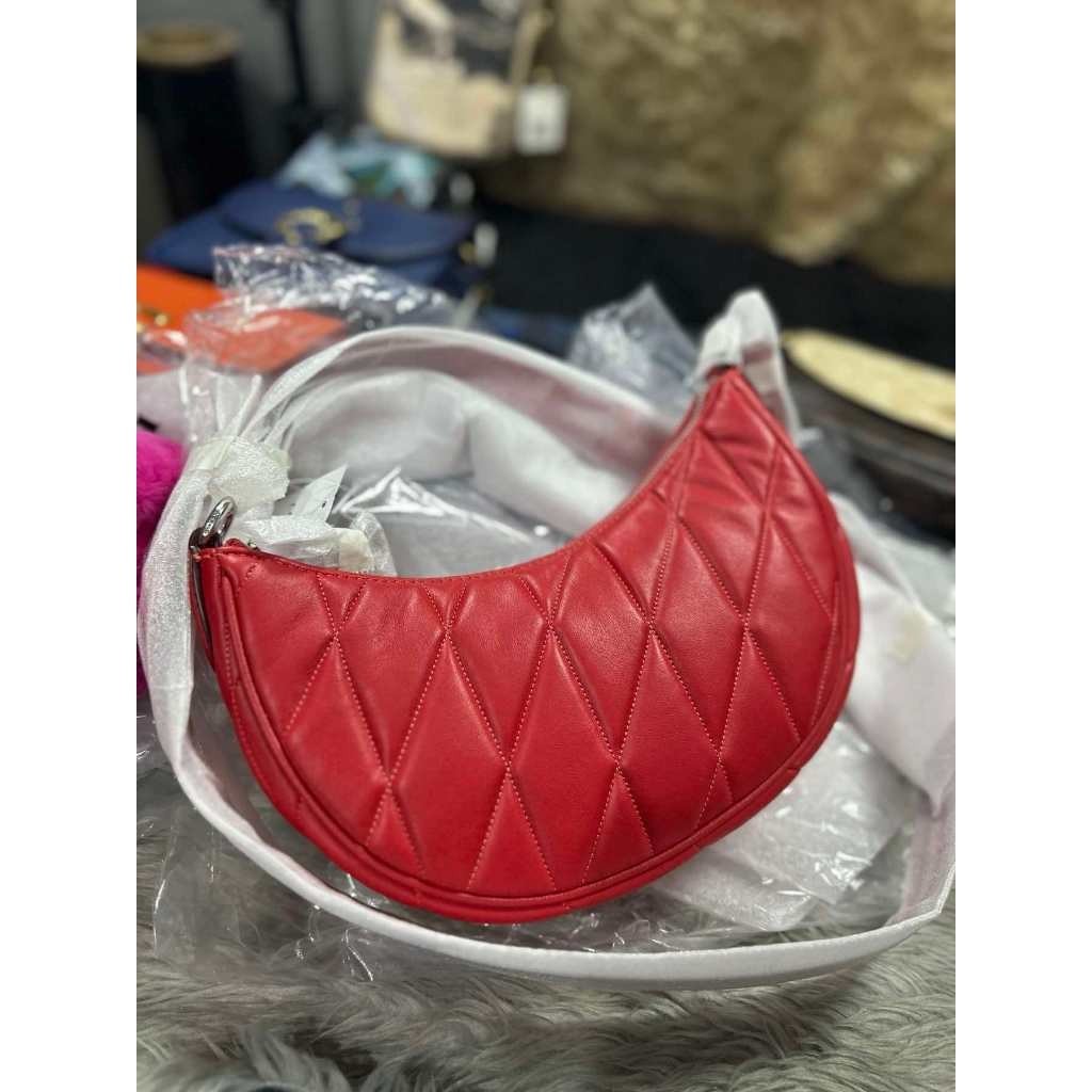 ORIG & IMPORTED CCH Retail Mira Shoulder Bag With Pillow Quilting And Heart Strap Red Bag