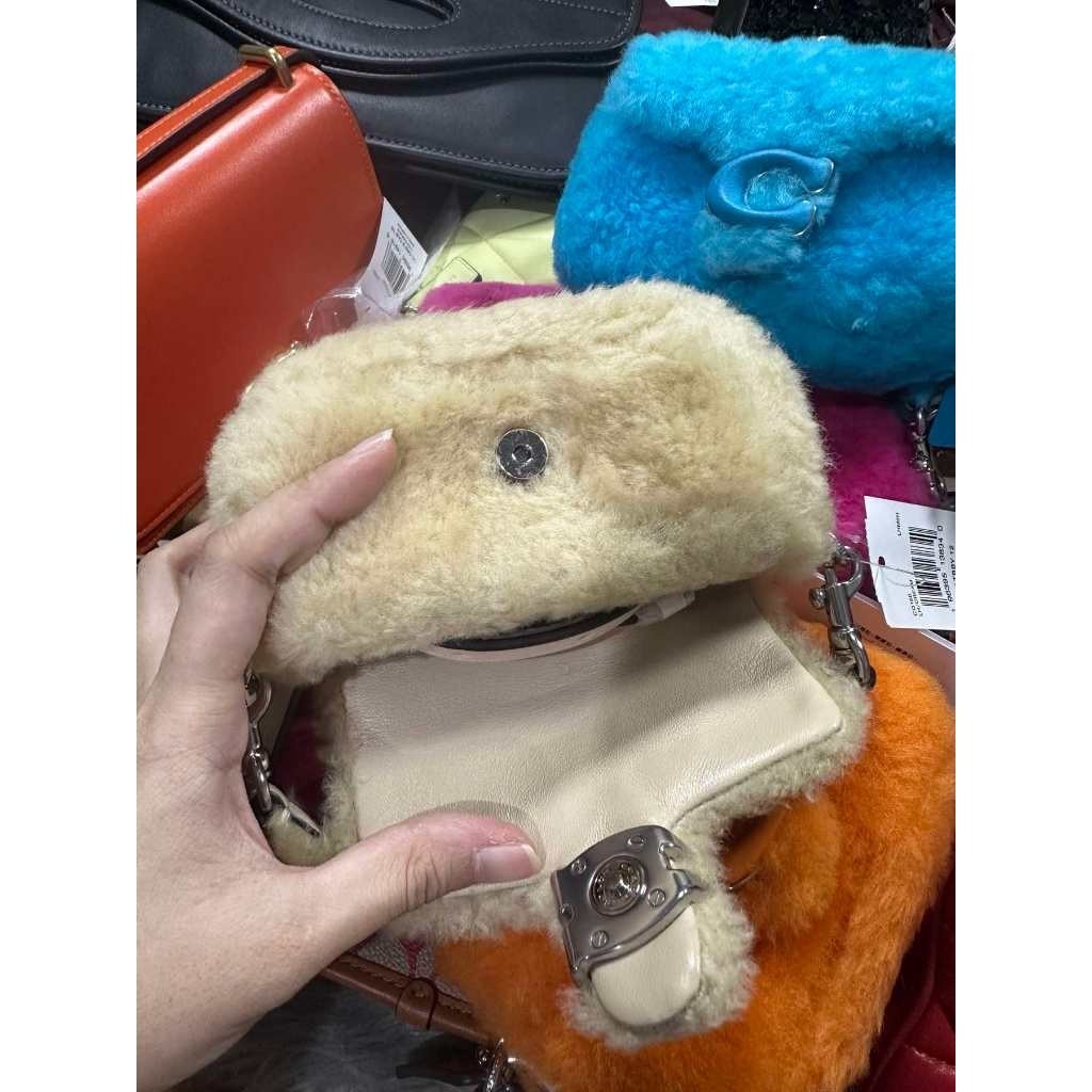 ORIG & IMPORTED CCH Retail Tabby 12 In Shearling Cream White Mini Bag