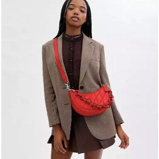 ORIG & IMPORTED CCH Retail Mira Shoulder Bag With Pillow Quilting And Heart Strap Red Bag