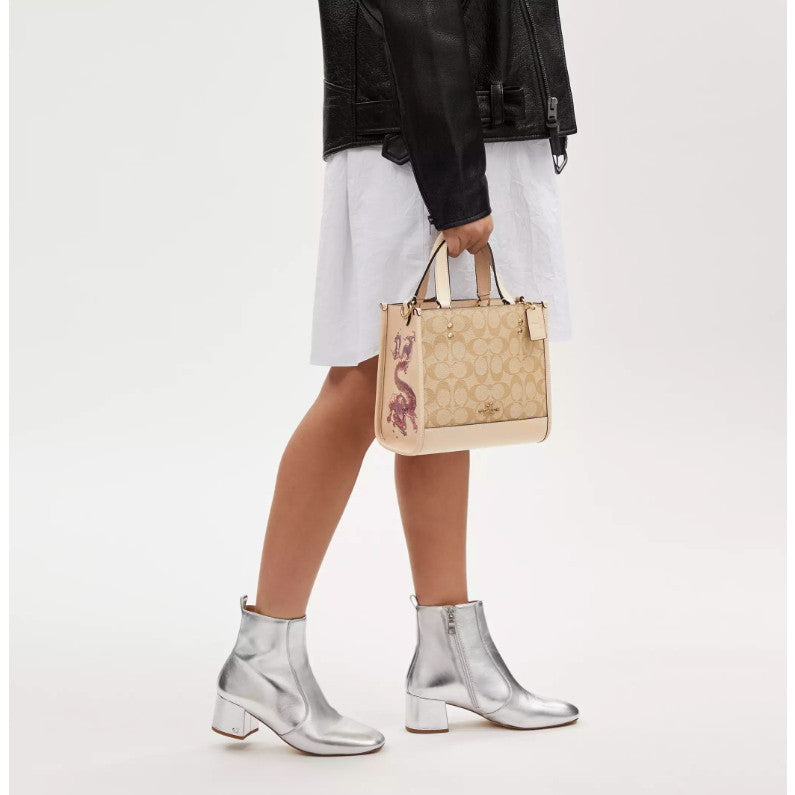 ORIG & IMPORTED CCH New Year Dempsey Tote 22 With Dragon Beige Bag