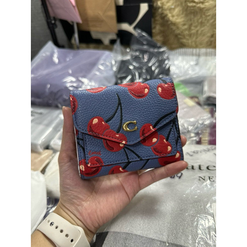ORIG & IMPORTED CCH Wyn Small Wallet With Cherry Print (White & Blue)