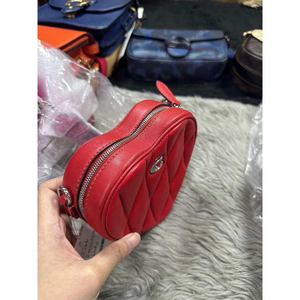 ORIG & IMPORTED CCH Retail Heart Pillow Quilted Crossbody Mini Red Bag