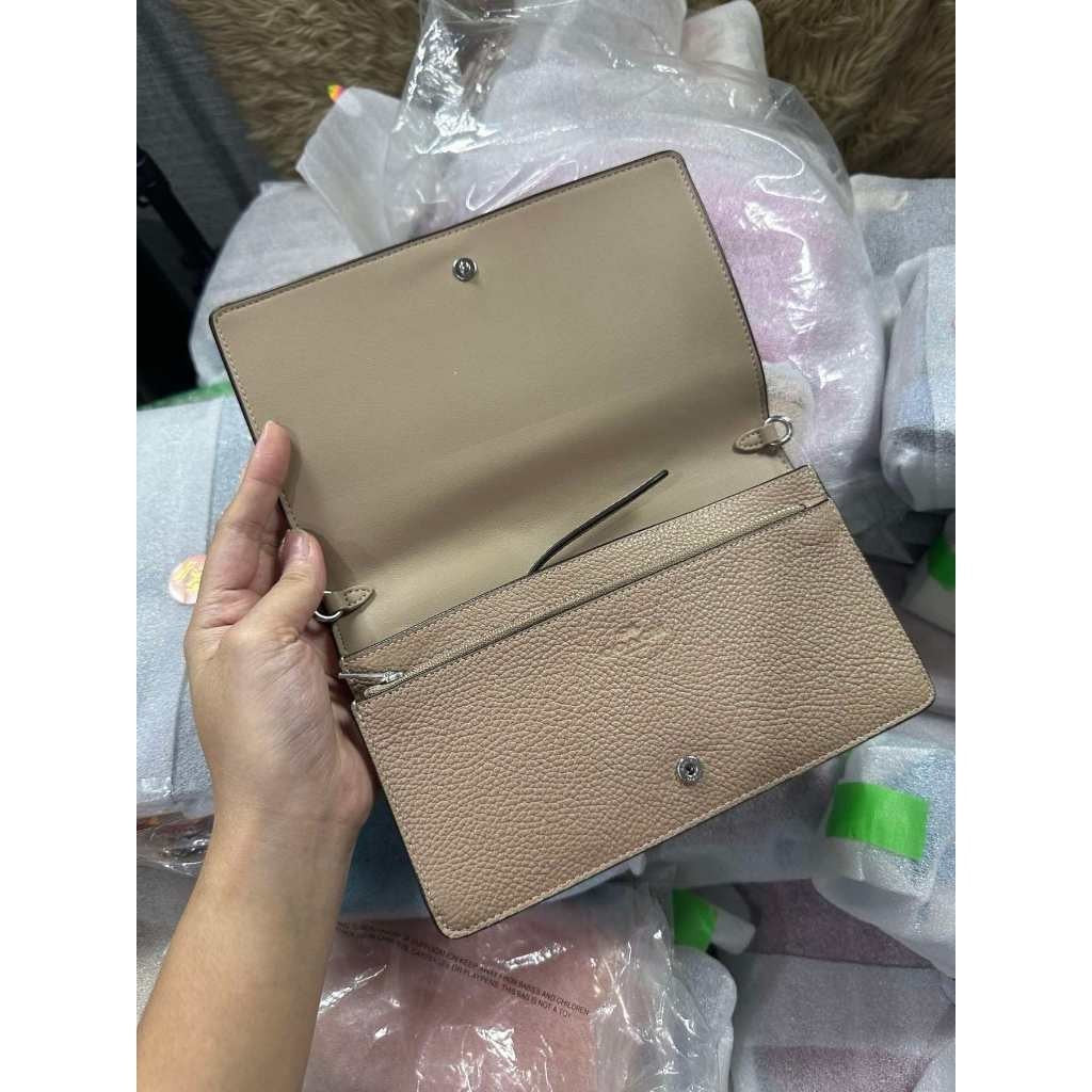 ORIG & IMPORTED CCH Anna Foldover Crossbody Clutch Slim Bag Taupe