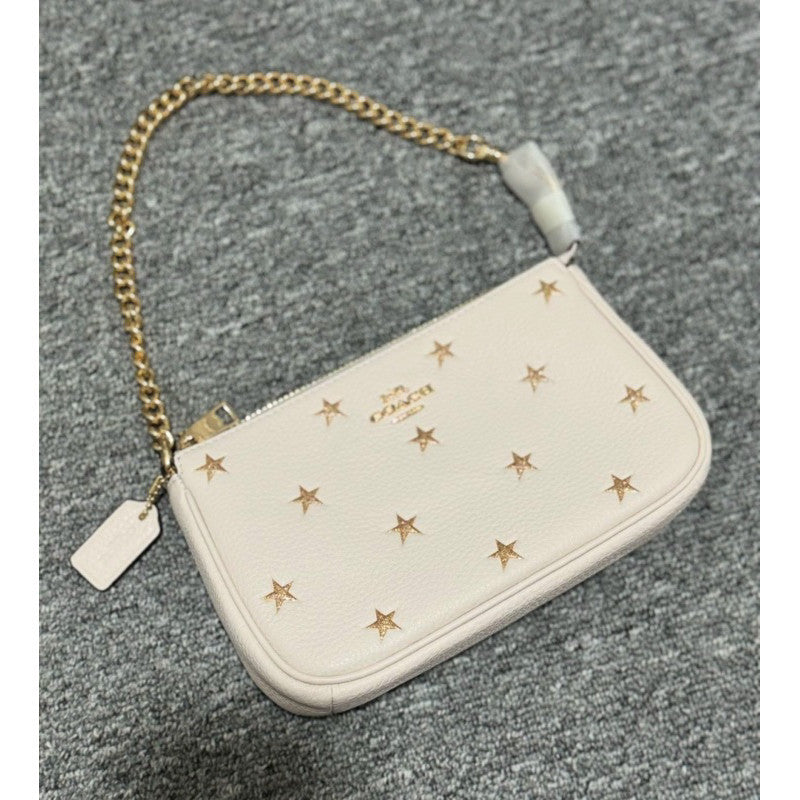 ORIG & IMPORTED CCH Nolita 19 With Star Print Small Shoulder Bag White Chain