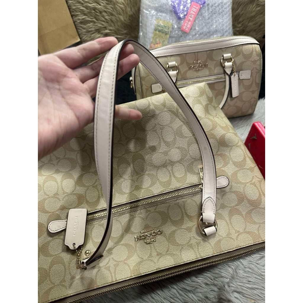 Orig PRELOVED CCH Gallery Tote Shoulder Bag in Light Khaki/Chalk