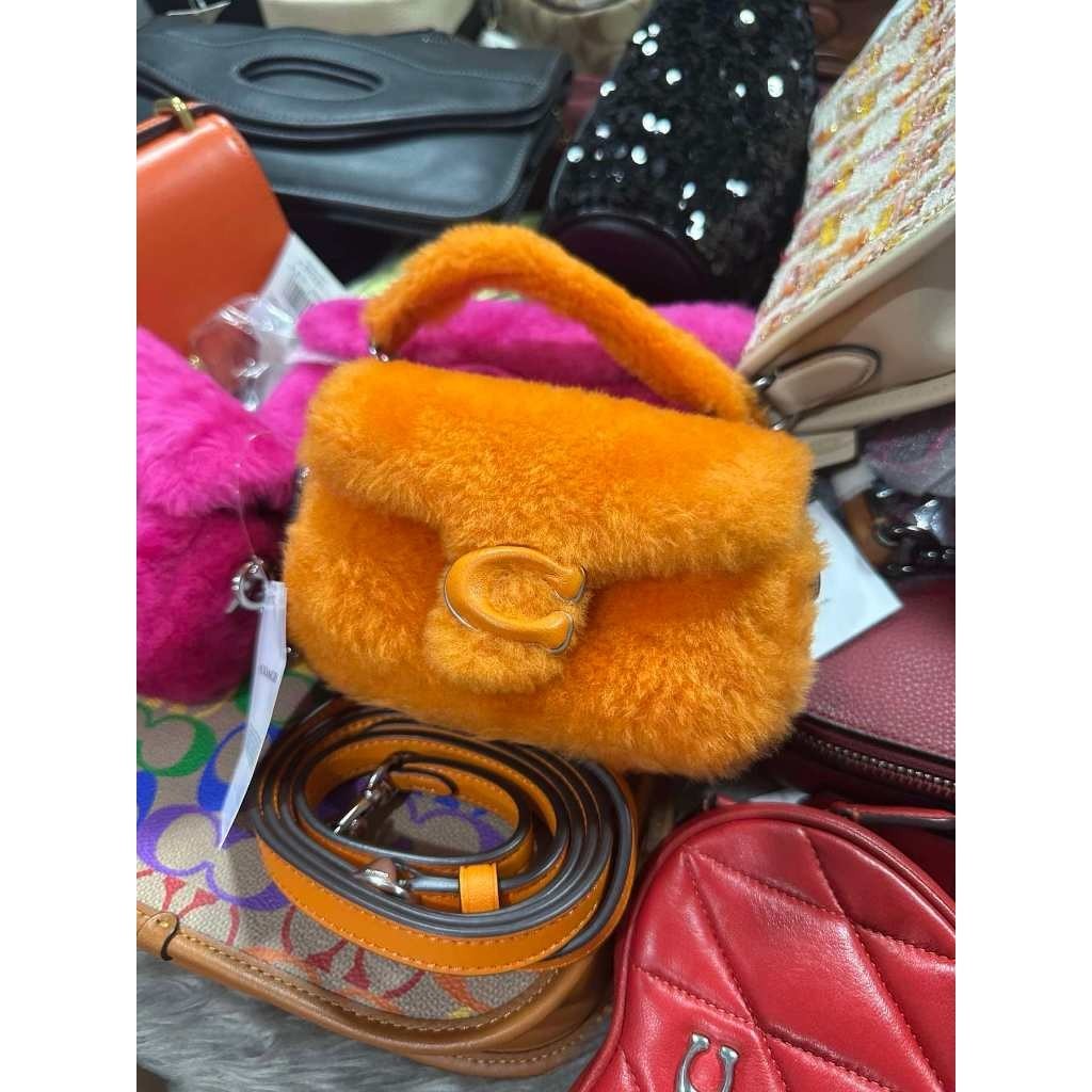 ORIG & IMPORTED CCH Orange Retail The Lil Nas Tabby 12 In Shearling Fur Mini Bag