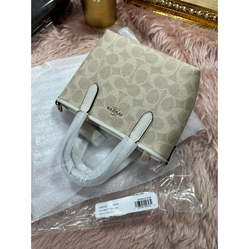 ORIG & IMPORTED CCH City Mini Tote Bag In Signature Canvas Sand/Chalk