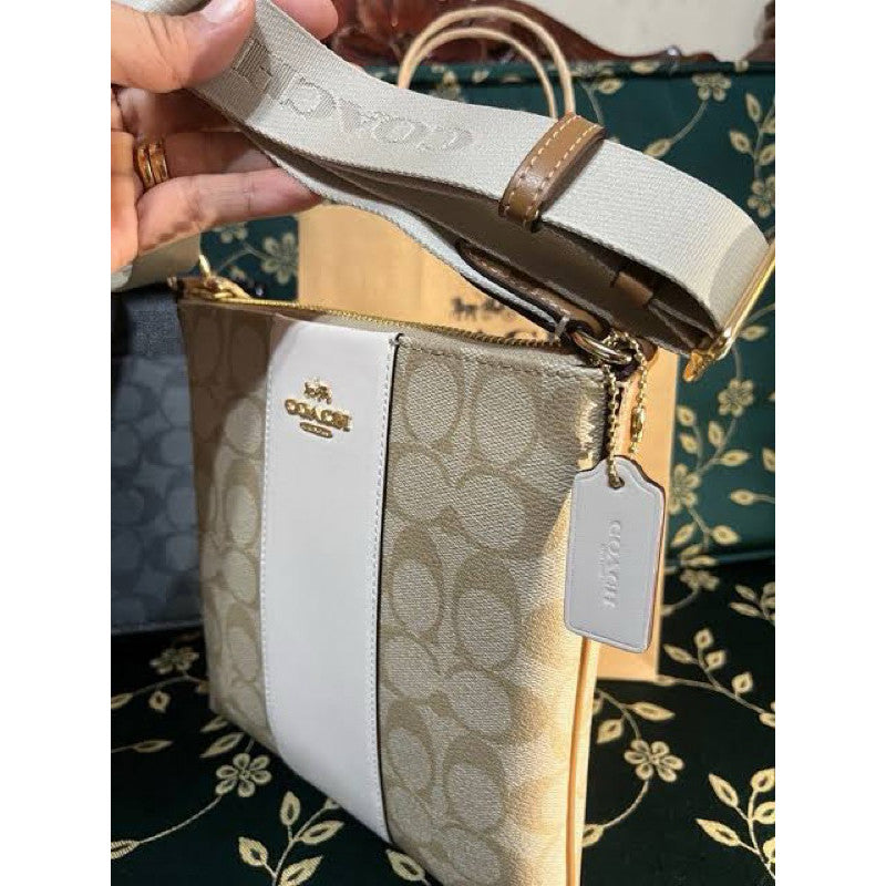 ORIG & IMPORTED CCH Mini Rowan File Bag In White Signature Canvas With Stripe