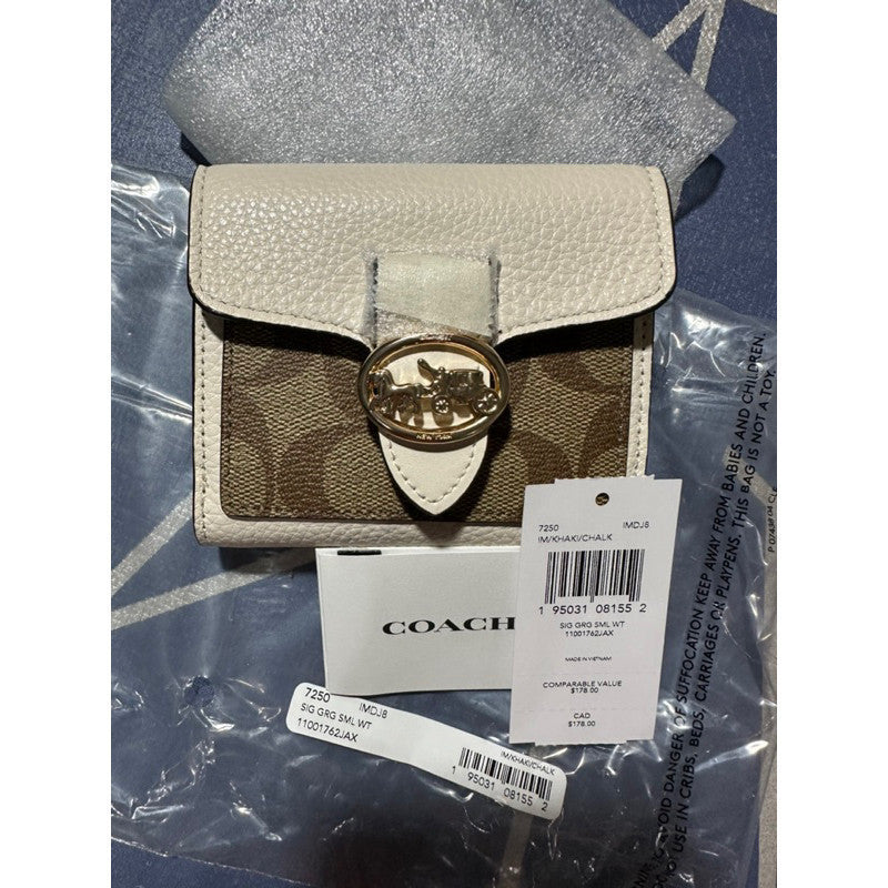 ORIG & IMPORTED C0@CH Georgie Small Wallet In Blocked Signature Canvas