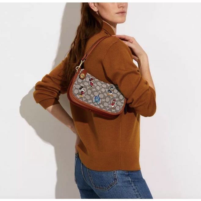 ORIG & IMPORTED CCH Swinger Brown Bag In Signature Textile Jacquard Mickey Mouse
